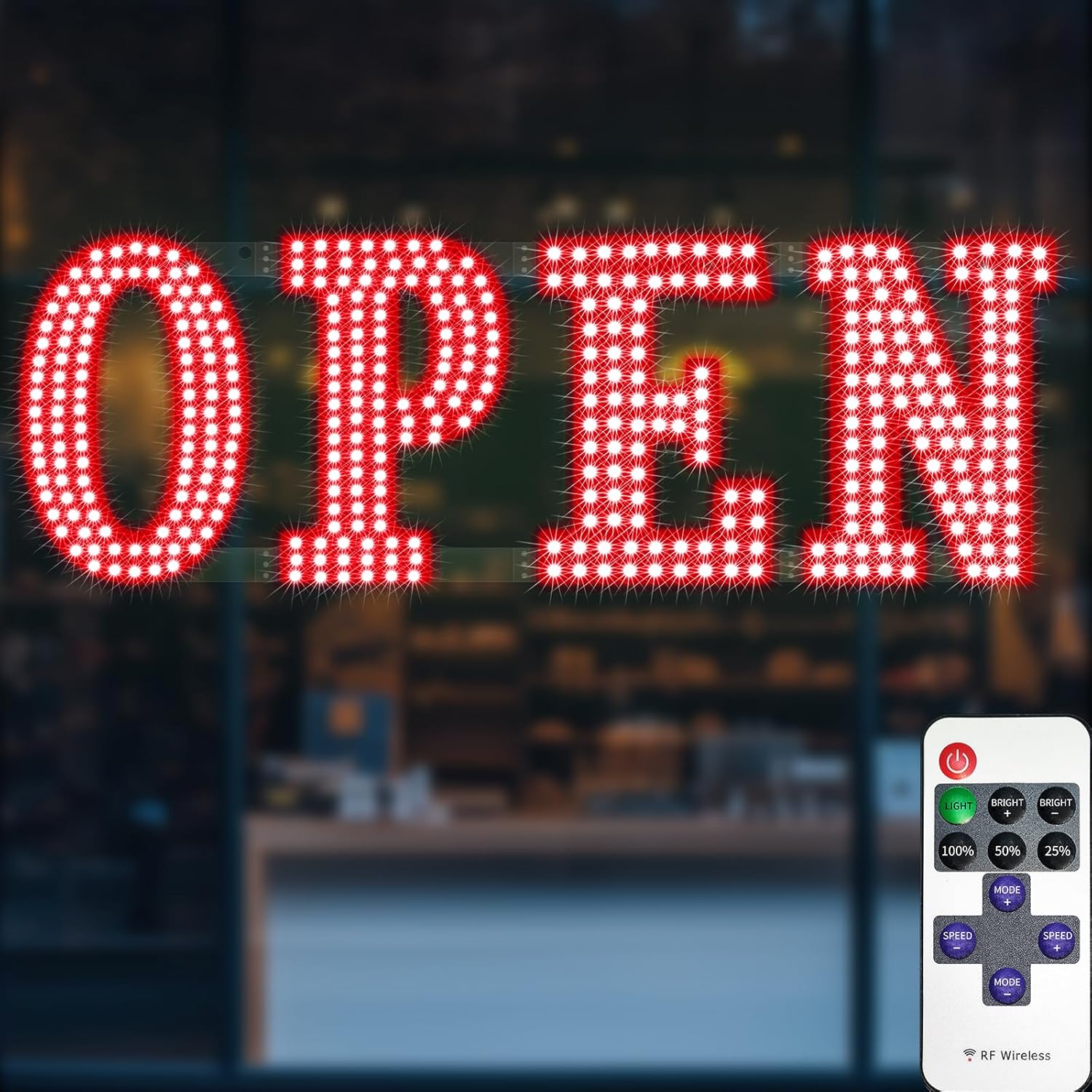 30"L x 10"W Red Open Sign for Window Stores Retail and Restaurant