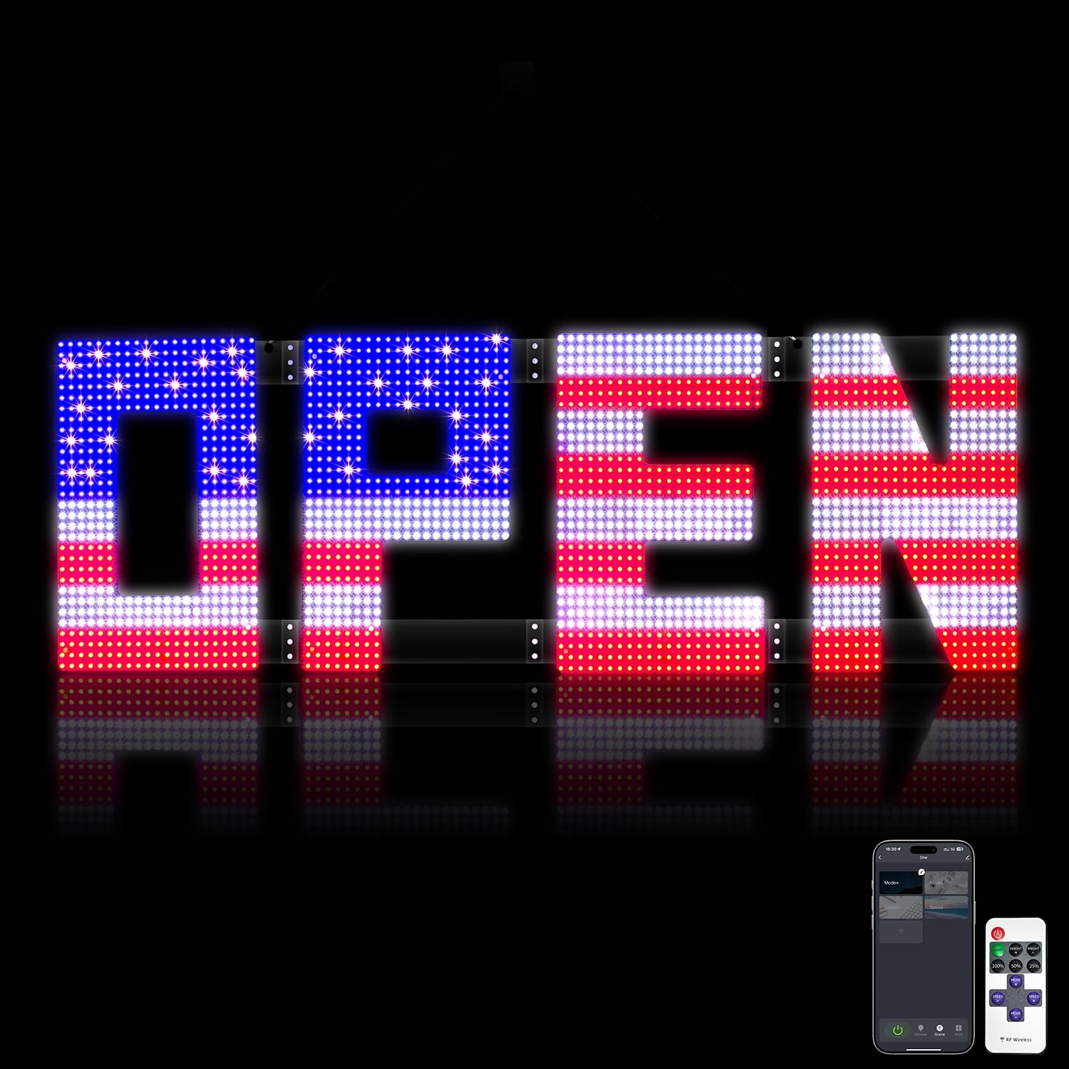 50"L x 17"W Jumbo US Flag Open Sign for Business