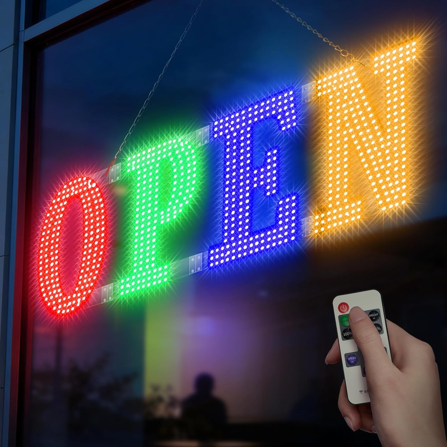 40" x 14" Large LED Open/Closed Sign for Businesses – Remote Control, Adjustable Brightnes